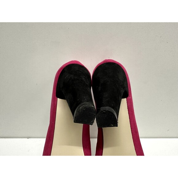 Vittorio D' Firenze women size 7 platform  heel shoes pink &  black faux suede - Picture 9 of 13